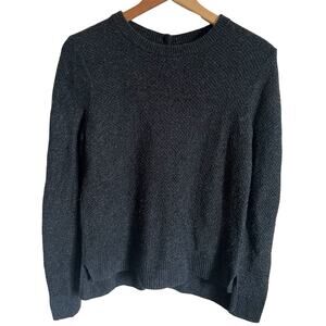 Madewell Textured Knit Boyfriend Crewneck Sweater Gray Button Back Women’s M